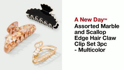 Assorted Marble and Scallop Edge Hair Claw Clip Set 3pc - A  display picture 3
