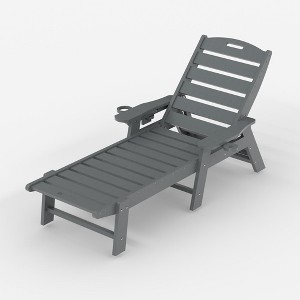 COZONY Oversized Adjustable Patio Lounge Chair with Wheels and Cup Holder, Outdoor Chaise for Poolside and Deck - 1 of 4