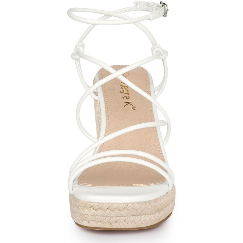 Allegra K Women's Platform Lace Up Wedges Heels Espadrille Sandals, 3 of 7