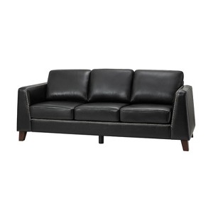 Bona 81.5" genuine leather tuxedo arm sofa couch|ARTFUL LIVING DESIGN - 1 of 4