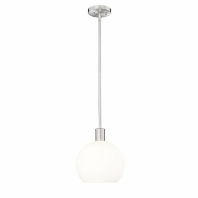 Brushed Nickel Globe Pendant with White Glass Shade