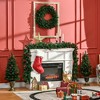 TopComfy Christmas Tree Stand Prelit Holiday Christmas 4 Piece Set with Garland Wreath and Entrance Trees, Green, 15.8"*15.8"*35.5" - 2 of 4
