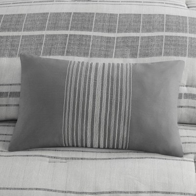 King Gray Microfiber Striped Comforter Set with Pillow