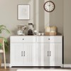 56" Large Sideboard Buffet Cabinet with Storage, Wooden Kitchen Storage Cabinet with Adjustable Shelf, Drawers & Barn Doors - 2 of 4