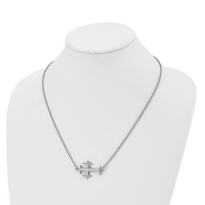 Chisel Stainless Steel Brushed and Polished Flame Design Sideways Cross Pendant Necklace 21" Cable Chain - 1 of 4