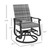 Wicker Rattan Swivel Patio Glider Chair Set of 2, Outdoor Glider Chair with Steel Frame, High Back - 3 of 4