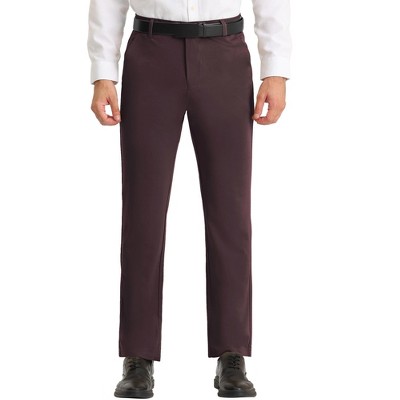 Lars Amadeus Men's Solid Color Straight Fit Formal Dress Pants