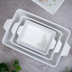 3 Pack Baking Dish, Ceramic Bakeware Set, Porcelain Baking Pan Deep with Handles, Rectangular Casserole Dish for Oven, Lasagna Baking Pans - 1 of 4