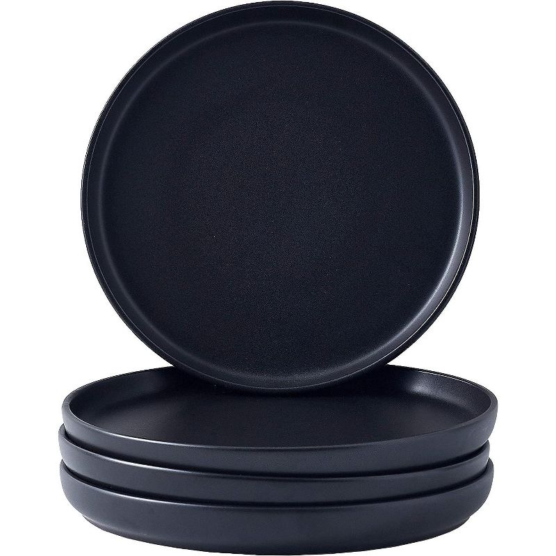 Bruntmor 6" Round Ceramic Plate, Set of 4, Black, 2 of 4