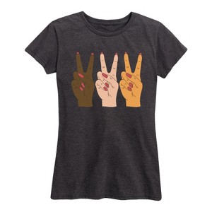Women's - Instant Message - Hands Peace Short Sleeve Graphic T-Shirt - 1 of 4