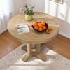 Extendable Round Dining Table Set, 42"-56" Solid Wood Oval Kitchen Table with Leaf and X-Base, Wooden Table for 4-6 People, for Dining Room - 3 of 4