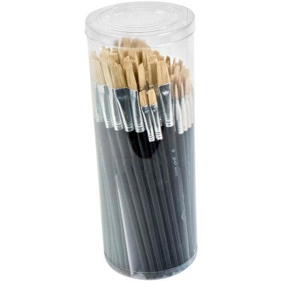 Sax White Bristle Paint Brushes with Long Wooden Handles, Flat, Assorted Sizes, Set of 216