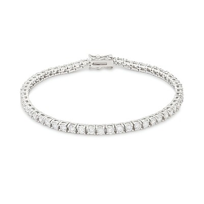 Slickblue 11.4ct Cubic Zirconia Tennis Bracelet in Goldtone/Silvertone, 8-Inch Classic Bracelet for Women