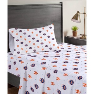 MLB New York Mets Small X Twin Sheet Set - 1 of 3