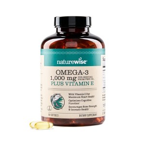NatureWise Extra-Strength Omega 3 Fish Oil Supplement - 1000mg per Serving - 600 EPA & 400 DHA and Vitamin E - Lemon Flavor, GMO-Free - 1 of 4