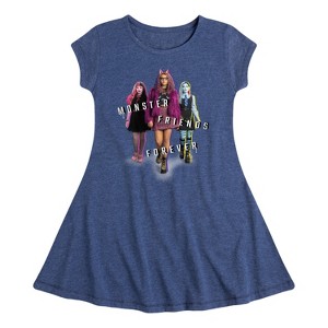 Girls' - Mattel - Frankie, Draculaura, & Clawdeen M.F.F Fit & Flair Cap Sleeve Dress - 1 of 3
