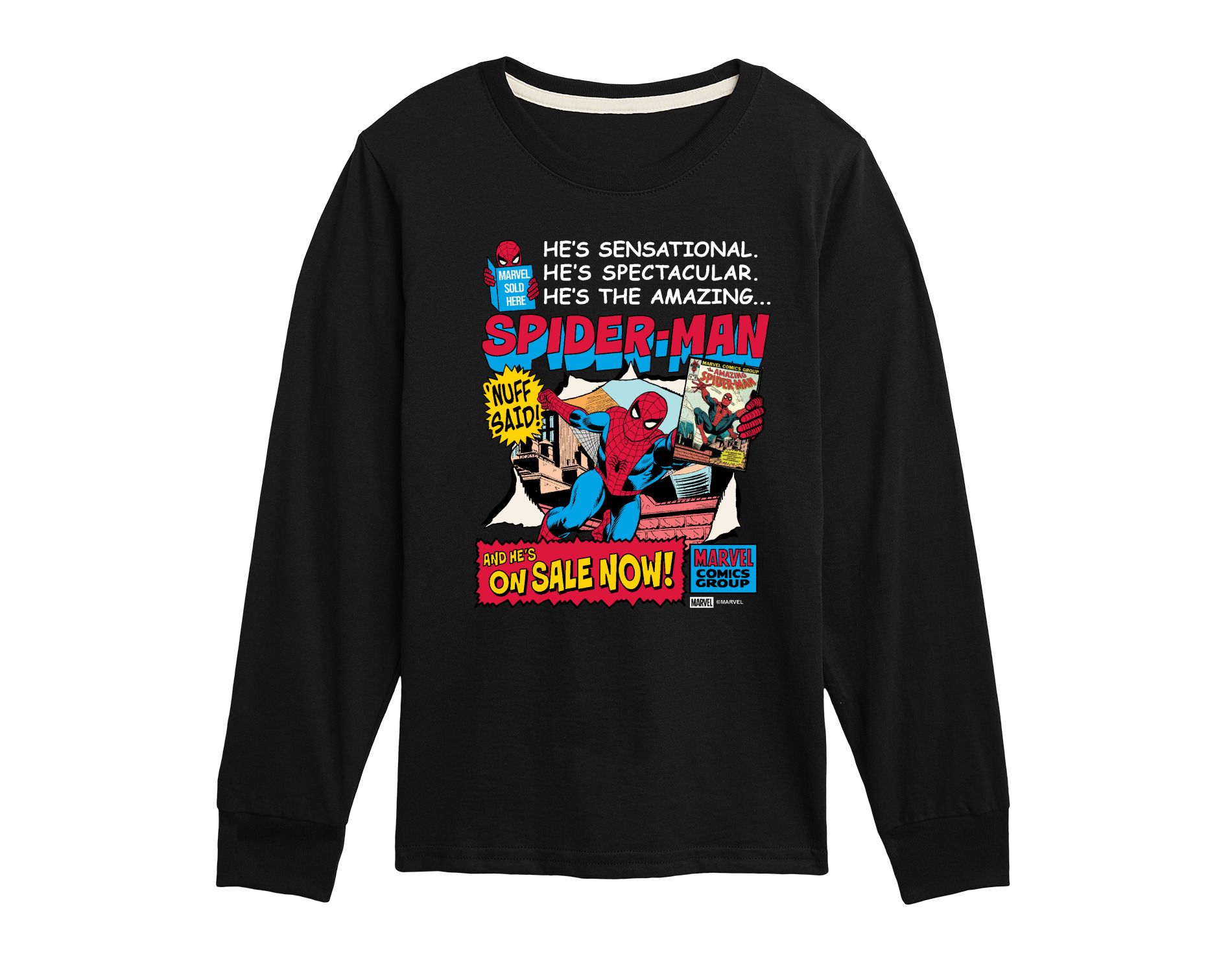 Boys' Marvel Spider-Man Comic Long Sleeve Graphic T-Shirt - Black - Small