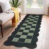 Scalloped Living Room Rug Washable Area Rug for Dining Room Bedroom Low Pile Neutral Area Rugs Modern Checkerboard Farmhouse Floor Cover - 3 of 4