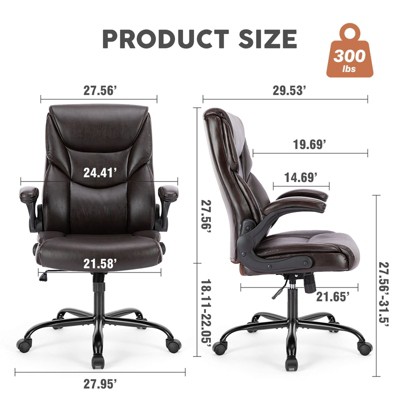 CENGHU Computer Gaming Chair, Office PU Leather Desk Chair, High Back Desk Chair with Flip-up Arms, Adjustable Ergonomic Home Office Chair