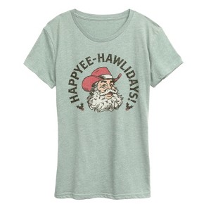 Women's - Instant Message - Happyee Hawlidays Short Sleeve Graphic T-Shirt - 1 of 4