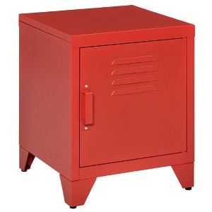 Industrial End Table, Living Room Side Table with Locker-Style Door and Adjustable Shelf - 1 of 4