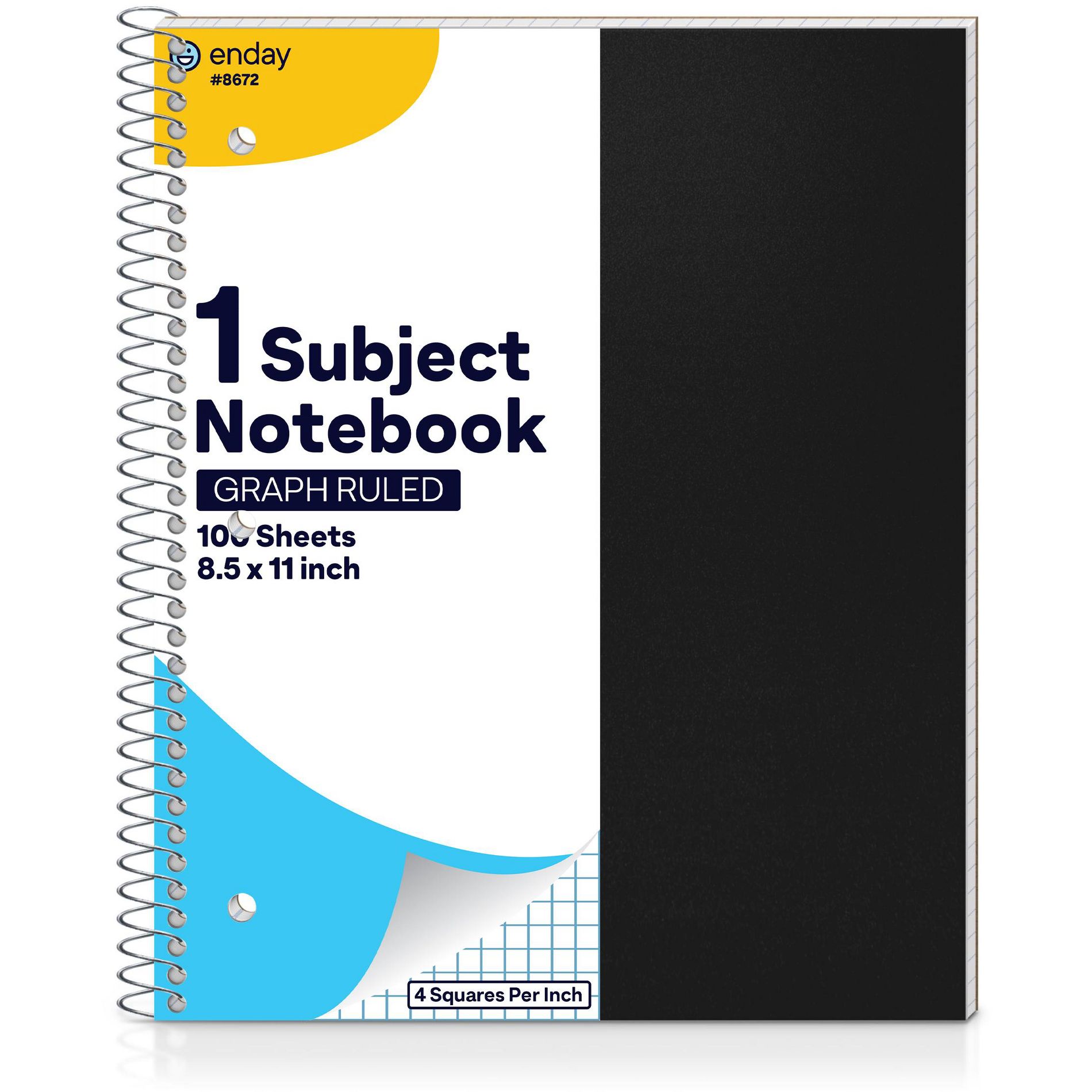 Enday Graph Paper Notebook 8.5 x 11 with Plastic Cover, 1 Grid Notebook, Graph paper spiral notebook, Graph notebook