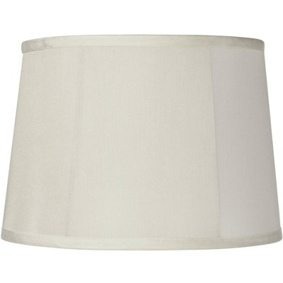 Springcrest Medium Round Softback Off-White Tapered Drum Lamp Shade 12" Top x 14" Bottom x 10" High (Spider) Replacement with Harp and Finial