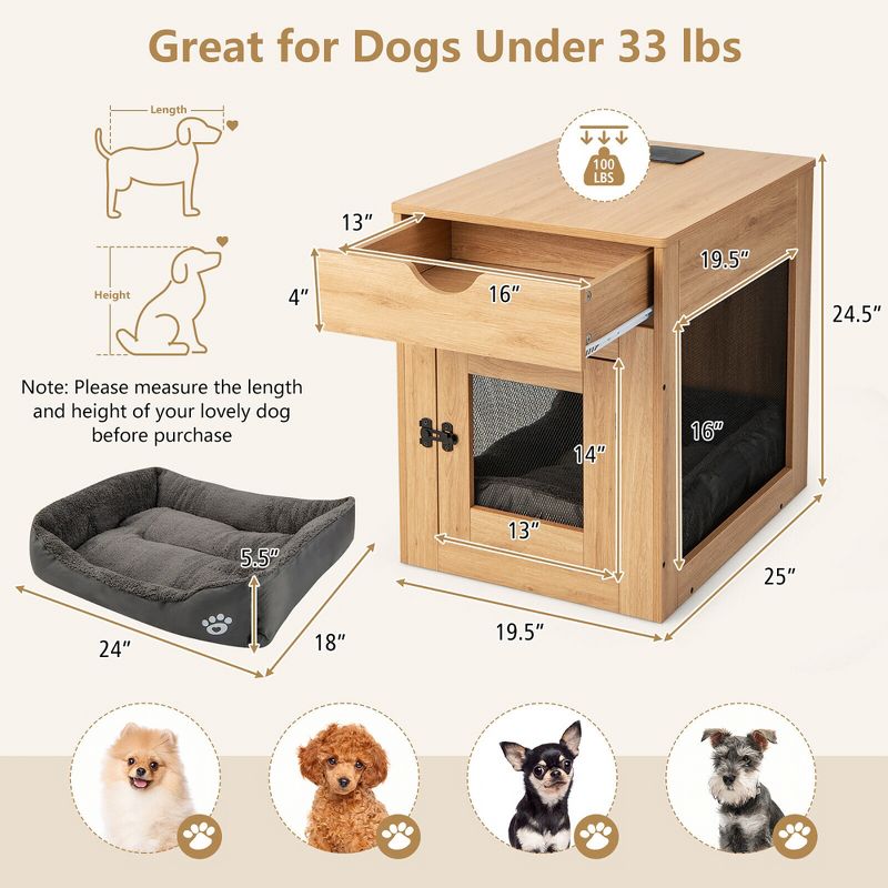 Tangkula Furniture Style Dog Crate Cage End Table w/ Lockable Door Chew-proof Metal Grid, 5 of 11