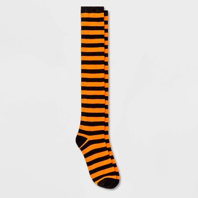 Women's Striped Halloween Over the Knee Socks - Hyde & EEK! Boutique™ Orange/Black 4-10