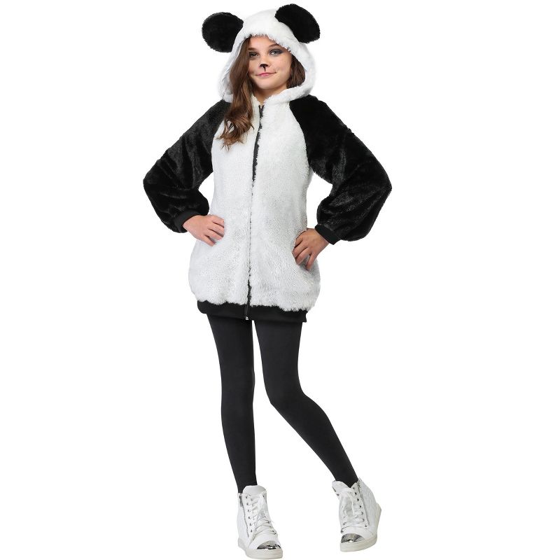 HalloweenCostumes.com Panda Hooded Jacket Costume for Girls, 1 of 3