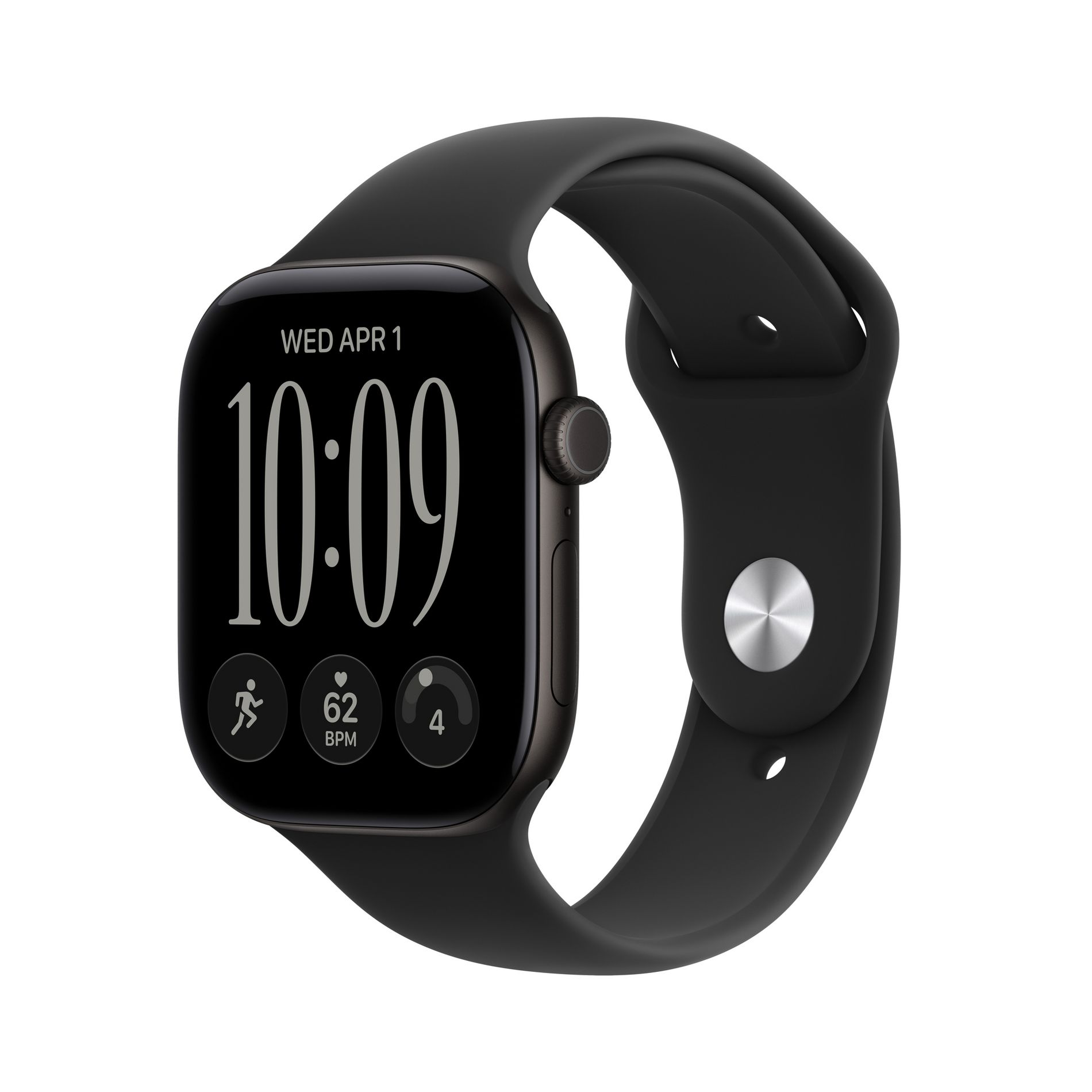 Apple Watch Series 12 GPS + Cellular 46mm Black Aluminum Case with Black Sport Band - M/L
