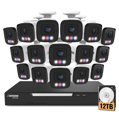 Defender AI POWERED Sentinel 4K UHD Wired 16 Channel PoE NVR Security System, 12TB HDD & 16 Metal Cameras