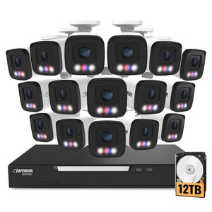 Defender AI POWERED Sentinel 4K UHD Wired 16 Channel PoE NVR Security System, 12TB HDD & 16 Metal Cameras - 1 of 4