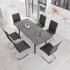 7-Piece Expandable Dining Set with Rectangular Table and 6 C-shaped Tubular Cushioned Armless Chairs - 4 of 4