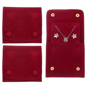 Unique Bargains Velvet Storage Ring Necklace Jewelry Pouches with Insert Pad 4" x 3.7" 3 Pcs - 1 of 4