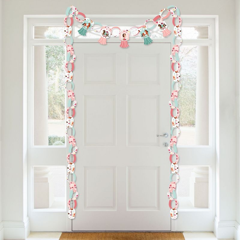 Big Dot of Happiness Run Wild Horses - 90 Chain Links and 30 Paper Tassels Decoration Kit - Pony Birthday Party Paper Chains Garland - 21 feet, 3 of 9