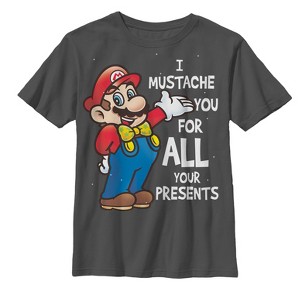 Boy's Nintendo Christmas Mario Mustache For Presents T-Shirt - 1 of 3