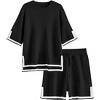Ekouaer Womens Knit Lounge Set 2 Piece Sweater Sets Short Sleeve Sweatsuit Pullover Tops - 2 of 4