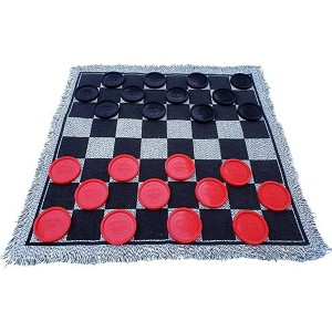 Bolaball Giant Checkers 3 in-1 Game Set Includes Tic Tac Toe Game with Reversible Rug - 1 of 1