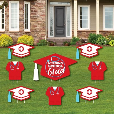 Big Dot of Happiness Nurse Graduation Nursing Outdoor Decorations - Graduation Yard Signs - Set of 8