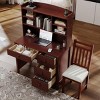Vintage 40'' Home Executive Desk,Upholstered Chair Set,Computer Desk,4 Drawers & Storage Shelf, Office or Study,Bedroom,Living Room-Maison Boucle - 3 of 4
