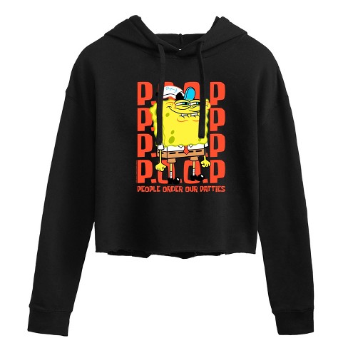 Women's - SpongeBob SquarePants - People Order Our Patties Cropped Graphic Hoodie - image 1 of 4