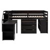 TIRAMISUBEST Full Size Low Loft Bed with Retractable Writing Desk and 3 Drawers, Wooden Loft Bedframe with Storage Stairs and Shelves - 4 of 4