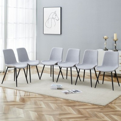 PAGED Dining Chairs with Backrest & Black Metal Legs,Armless Chairs with Curved Wide Seat for Kitchen,Living Room