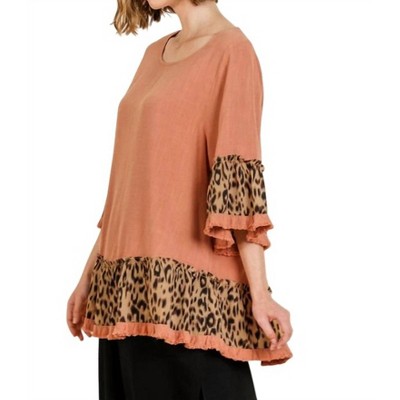 Women's Animal Print Ruffle Hem Top - umgee
