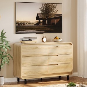 6 Drawers Dresser for Bedroom, 47" Wide Modern Wooden Clothes Dresser with Large Wood Storage - 1 of 4