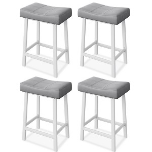 2/4 Bar Stool Set, 24 Inch PU Leather Bar Stool with Heavy Duty Metal Legs, Thick Saddle Seat, Kitchen Island Breakfast Stool - 1 of 4