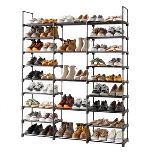 Karl Home 9-Tier Black Iron Pipe&Plastic 50in. W Shoe Rack - 1 of 4