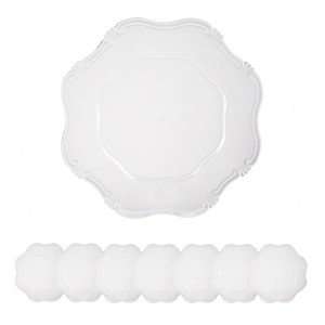 ChicFurnit Dining Plates 8 PCS Plastic Plates Decorative Dinner Plate Dinnerware Sets Dish Set for Home Kitchen and Party Use, Clear, 13"*13"*0.8" - 1 of 4