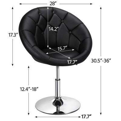 Modern Adjustable Swivel Accent Chair in Tufted Black PU Leather